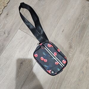 Cherry Print Black Crossbody Bag